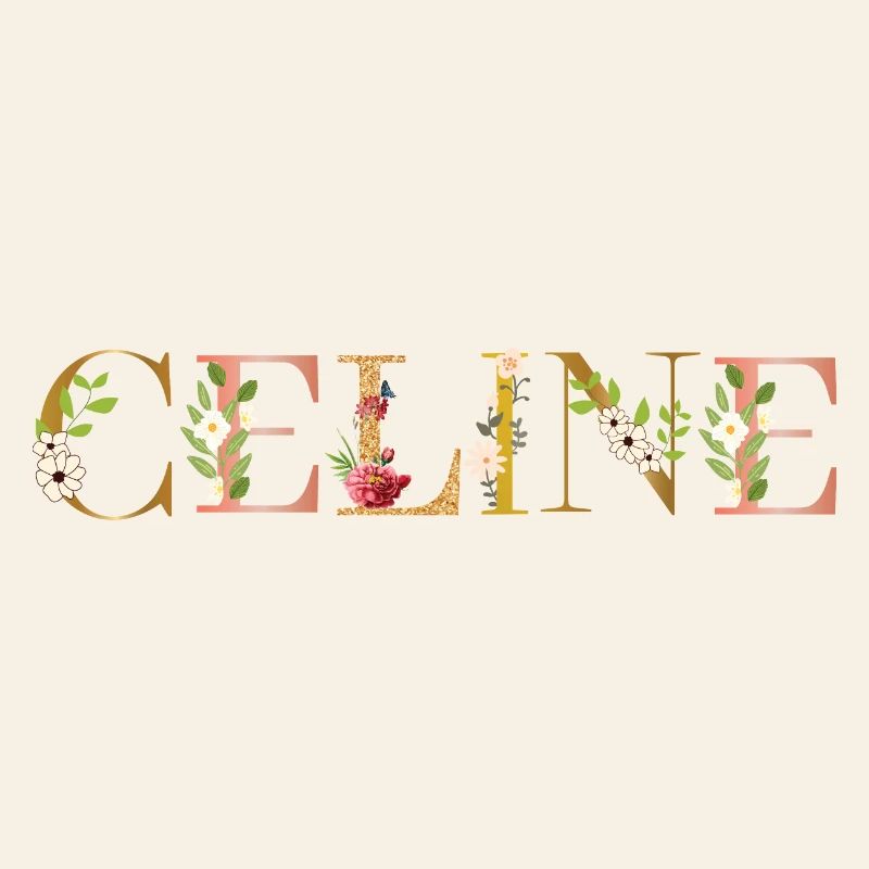 CELINE name adorned with flowers