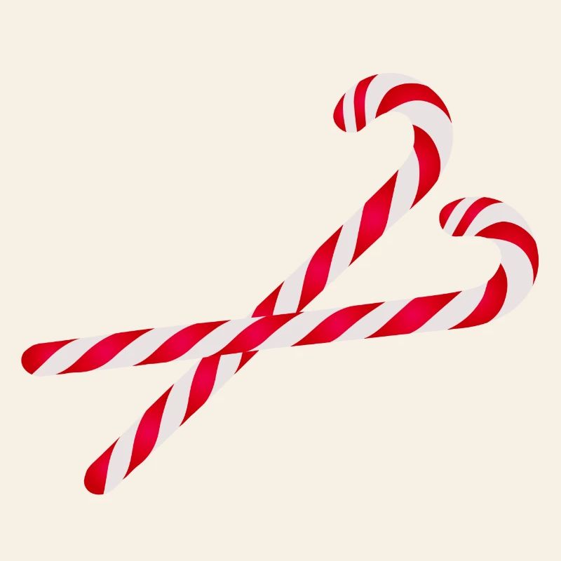 two bright red & white striped candy canes