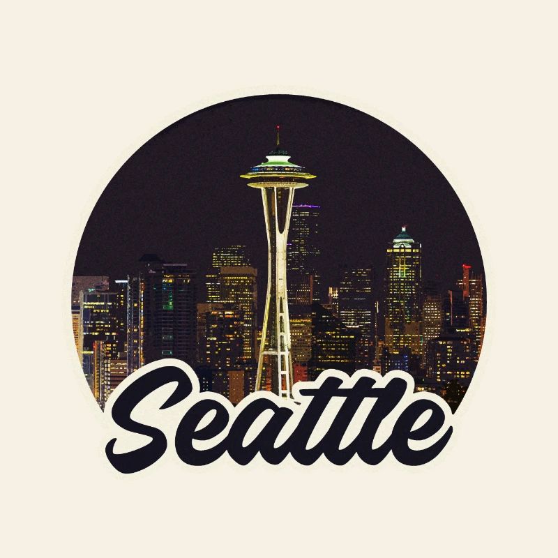 Seattle Skyline Night Logo Space Needle