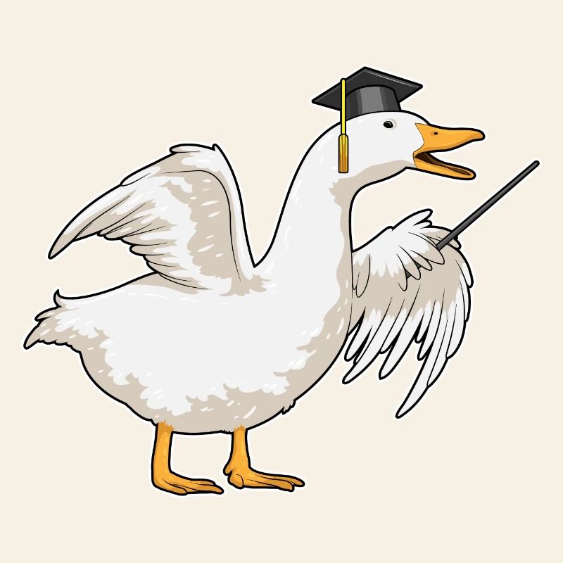 École du professeur de canard pointant des bâtons