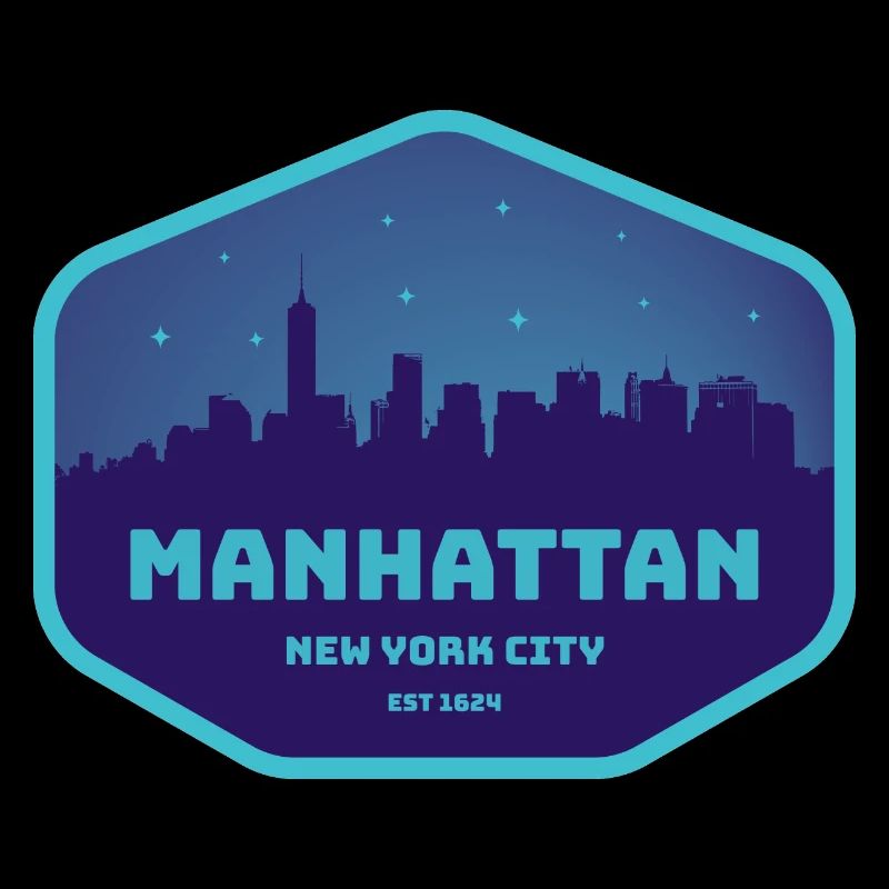 Manhattan Skyline Badge Blau Turquoise
