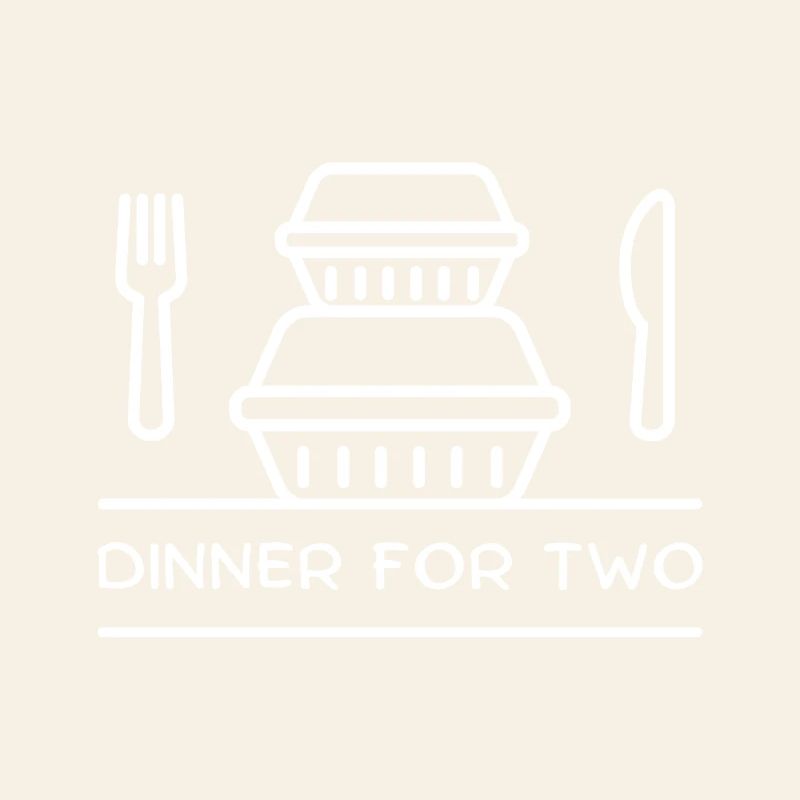 Dinner for two – takeaway boxes, fork, knife.
