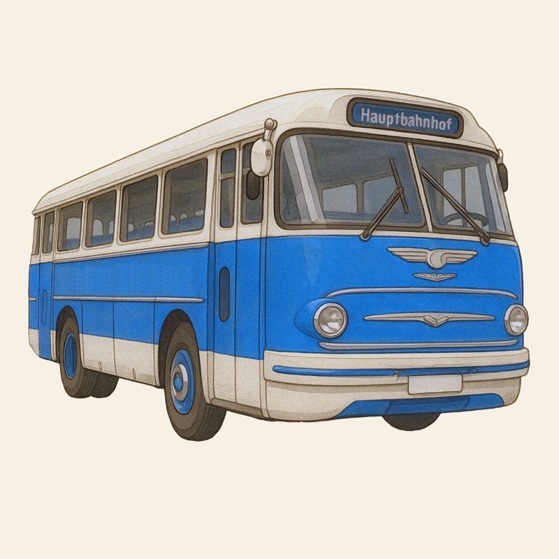 Alter blauer Bus