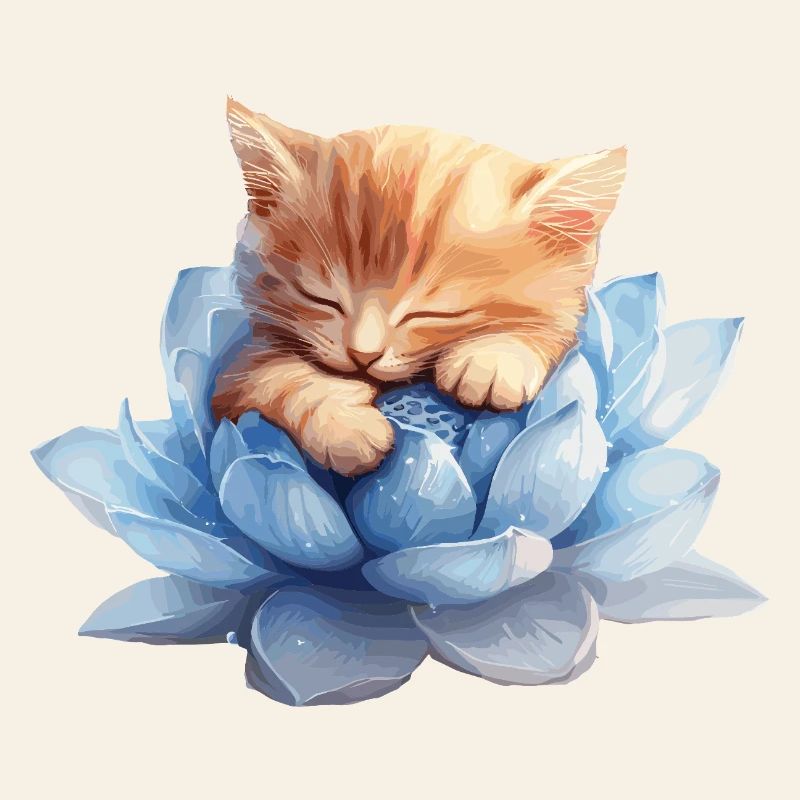 Kitten resting on blue succulents