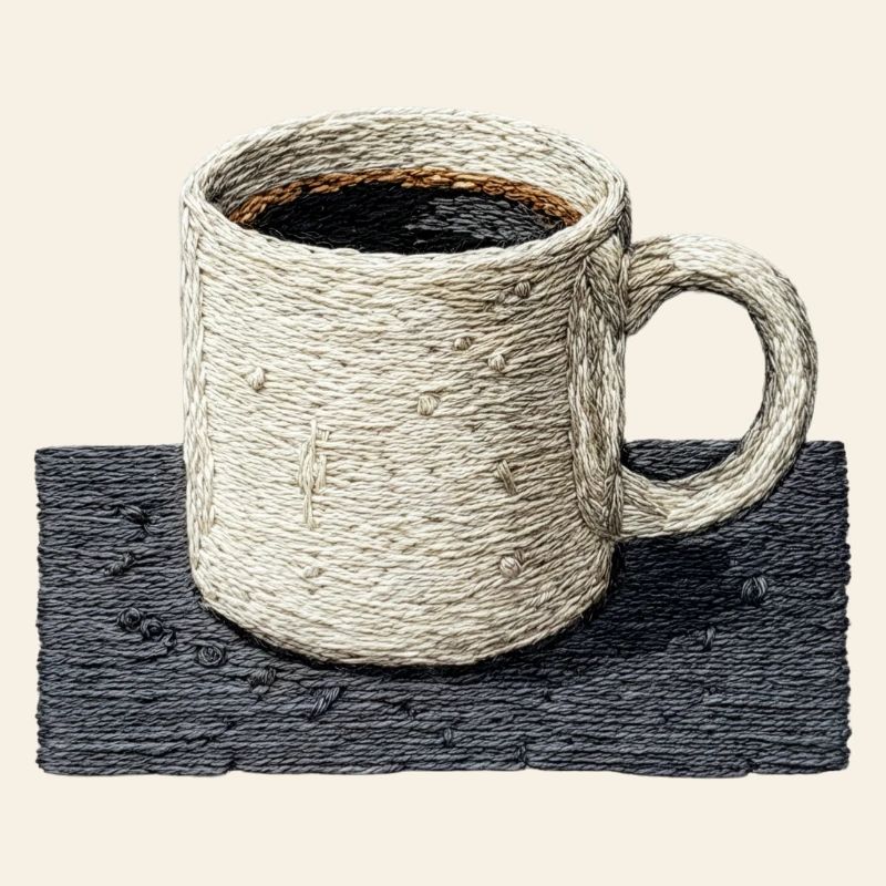 Bestickte Tasse Filterkaffee – langsamer Kaffee