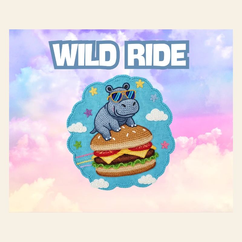 Wild Ride Hippo Burger Patch