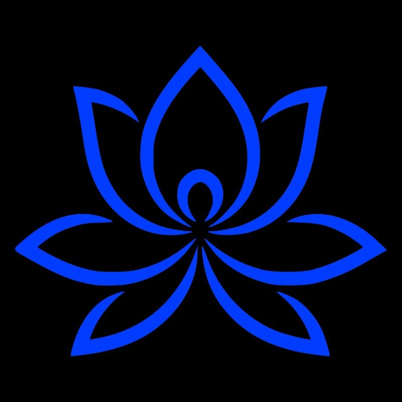 Éventail de Lotus Bleu à la Ligne Fleur Fleur Fine
