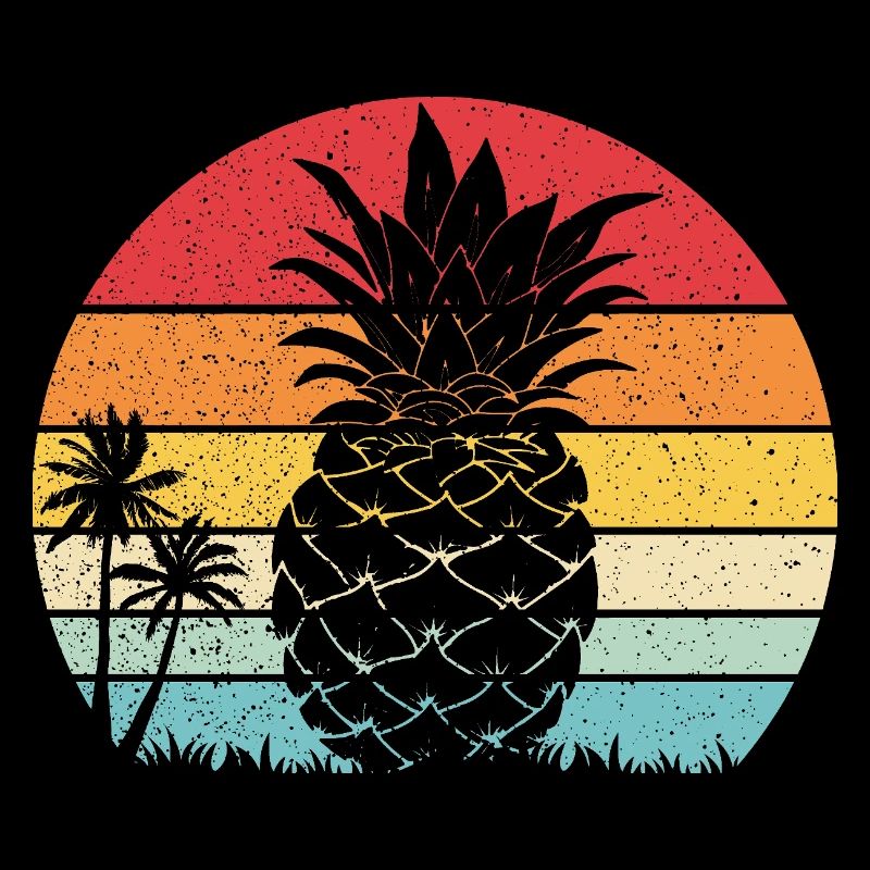 Pineapple Summer Retro Beach Vintage Sunset