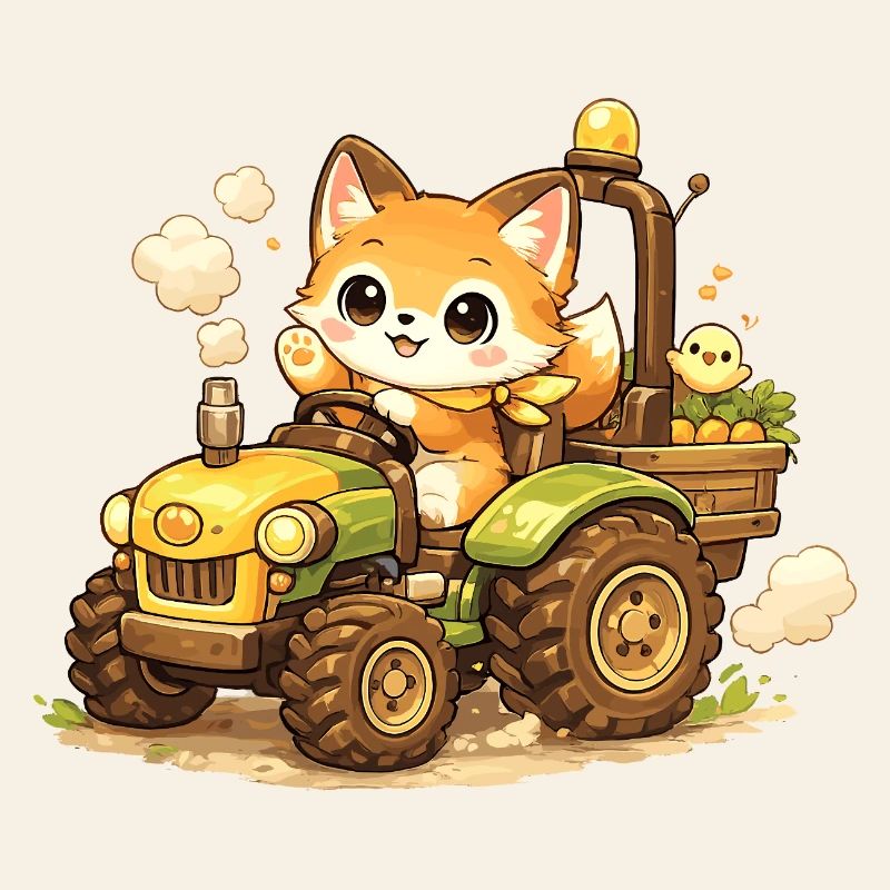 Fuchs auf dem Traktor