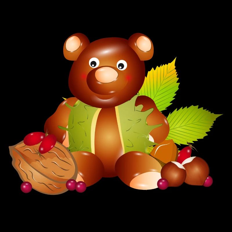 magical teddy bear made of chestnuts with nuts