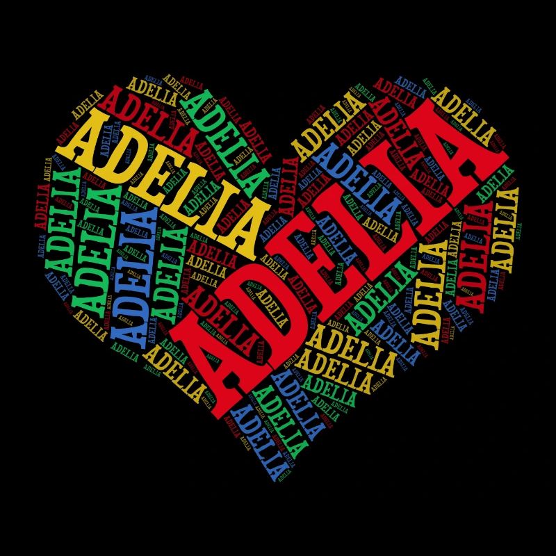 t-shirt Adelia word cloud heart gift idea