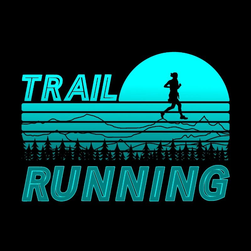 Trail running dans le coucher de soleil bleu avec des montagnes