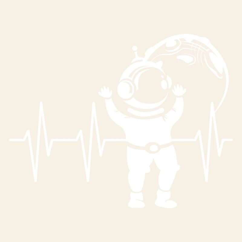 Heartbeat Astronaut Comic Pulse Space ECG Symbol
