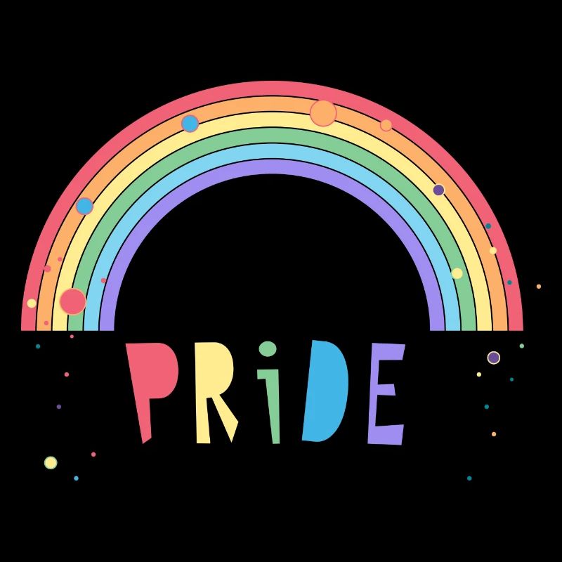 colorful Pride lettering with rainbow