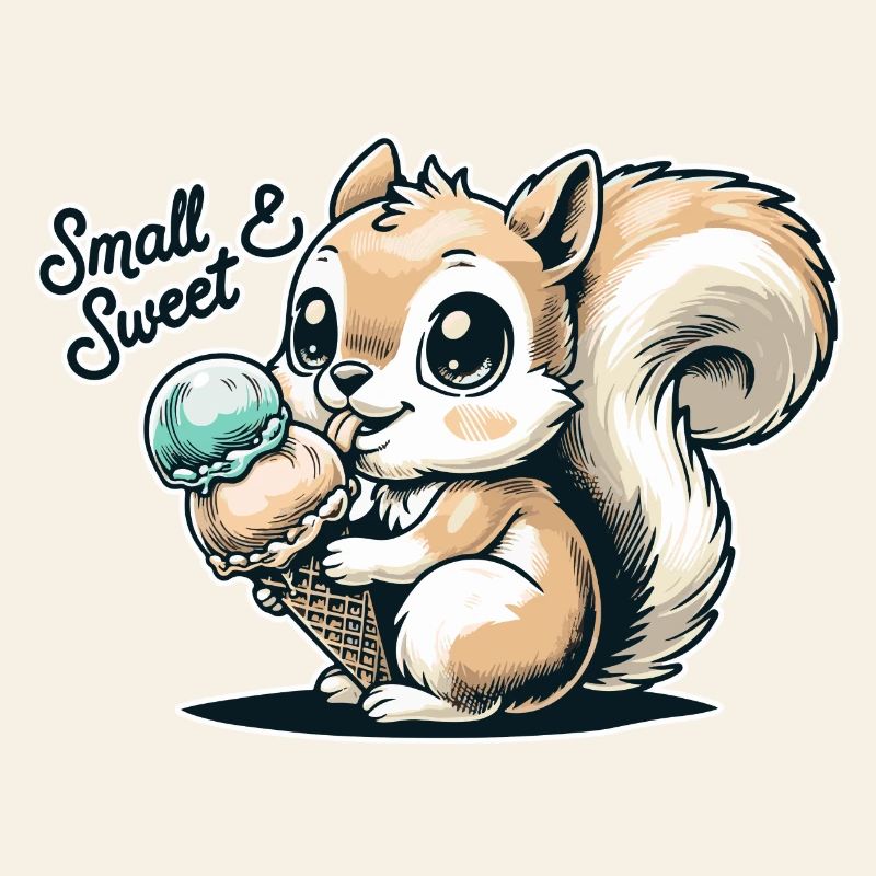 Niedliches Cartoon-Eichhörnchen mit Eiscreme