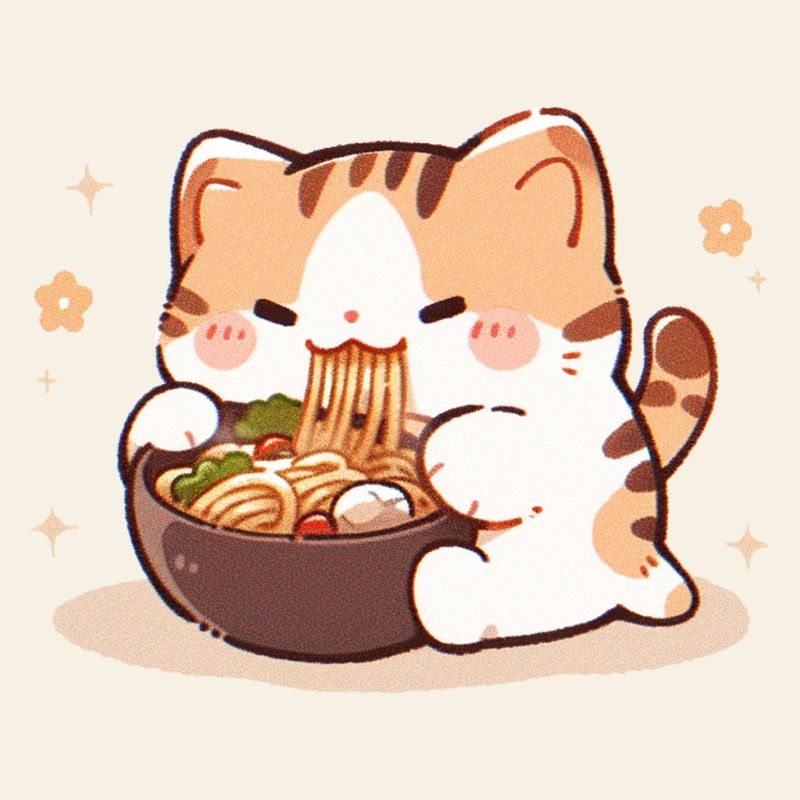 Mème de chat mangeant des spaghettis