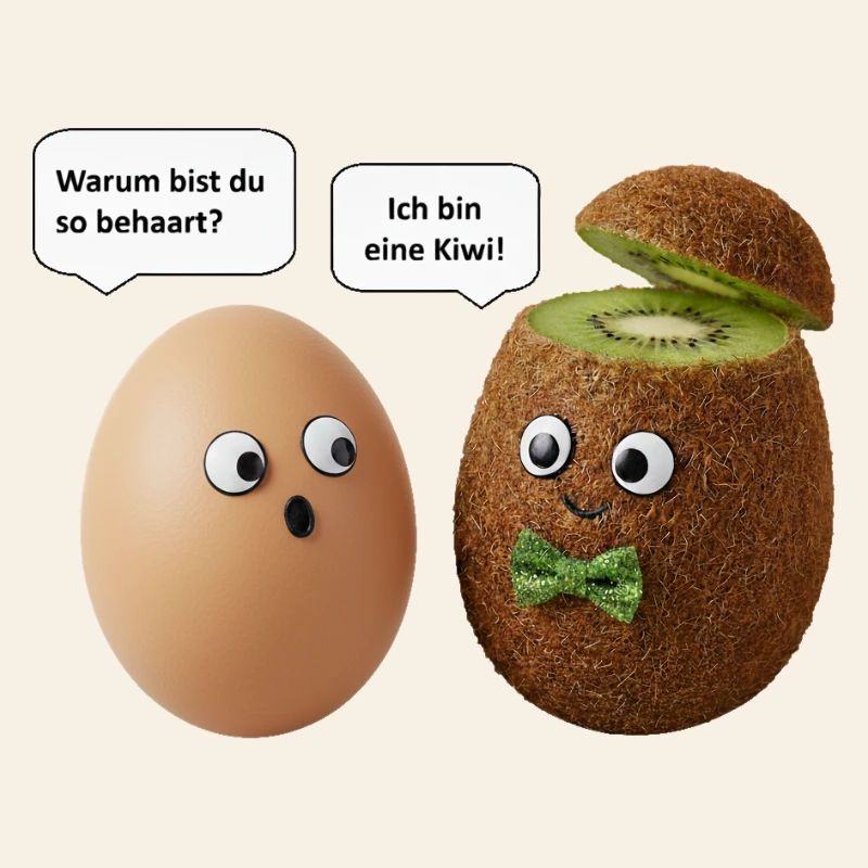 Conception de comédie sur le kiwi et les œufs