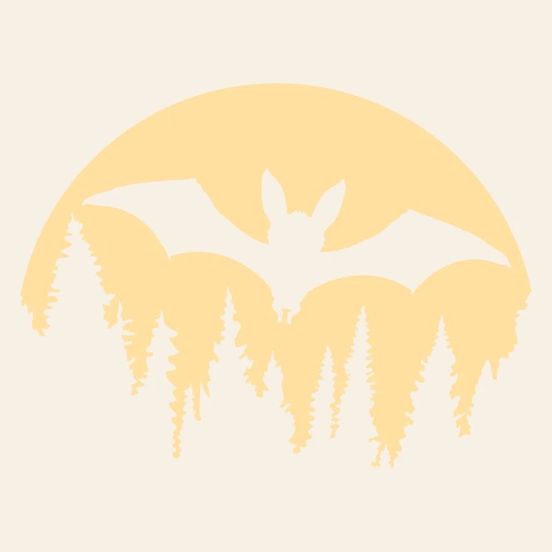 Bat Silhouette Cool Moon Forest Halloween Fun