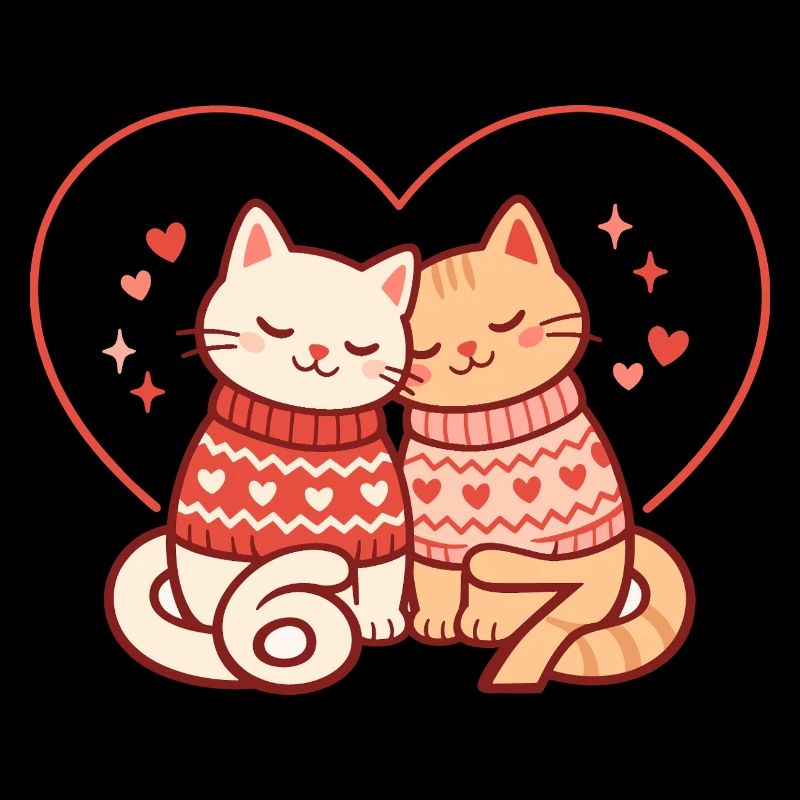 Chats Saint-Valentin 67 Six Seven Drôles Mignons