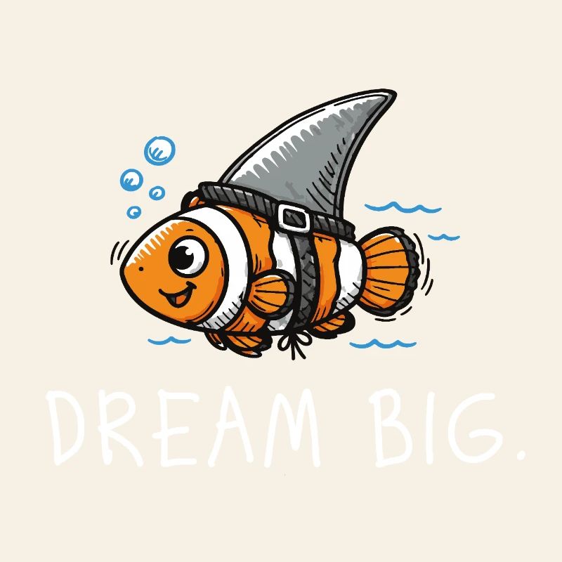 Dream Big – Clownfisch als Hai Illustration