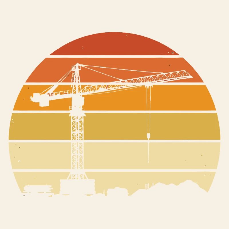 Crane Operator Retro Design – Construction Site & Construction Crane