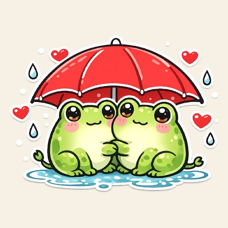 Cuddly frog with red umbrella
