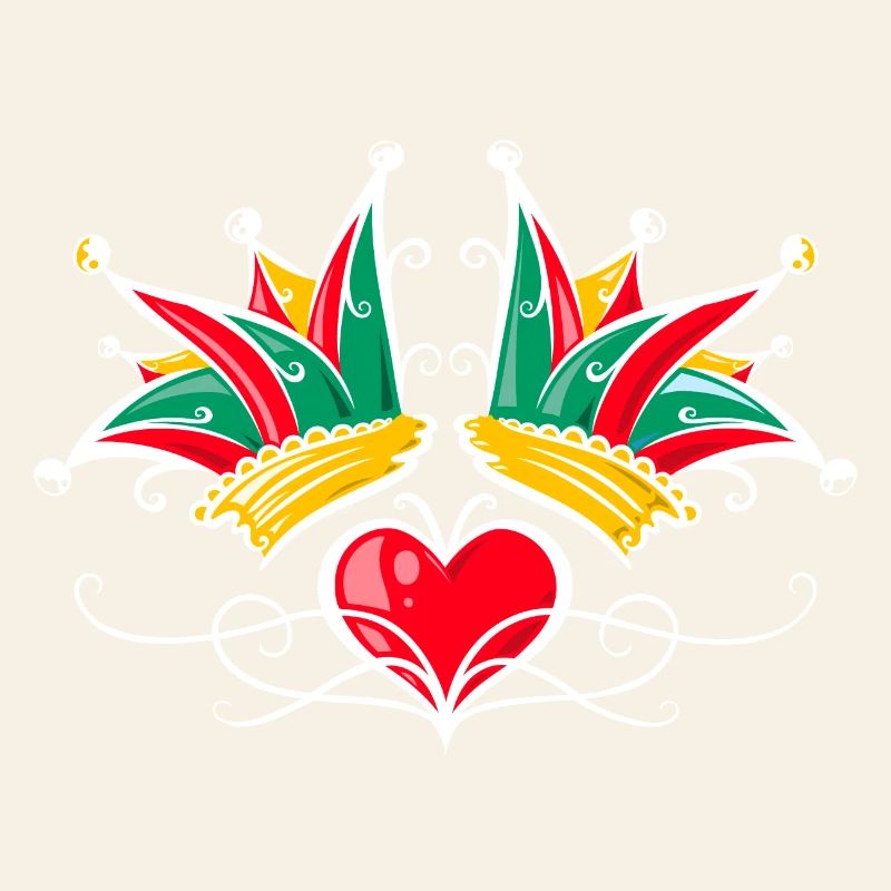Tatouage de cœur de carnaval Fool’s Cap
