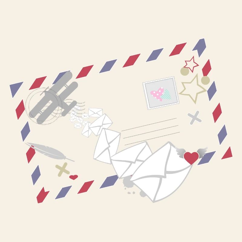 Airmail Frame with Letters & Mail Airplane Icon