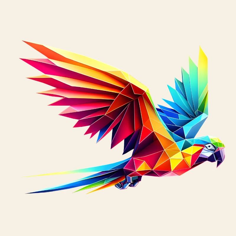 3d geometric multicolor origami parrot