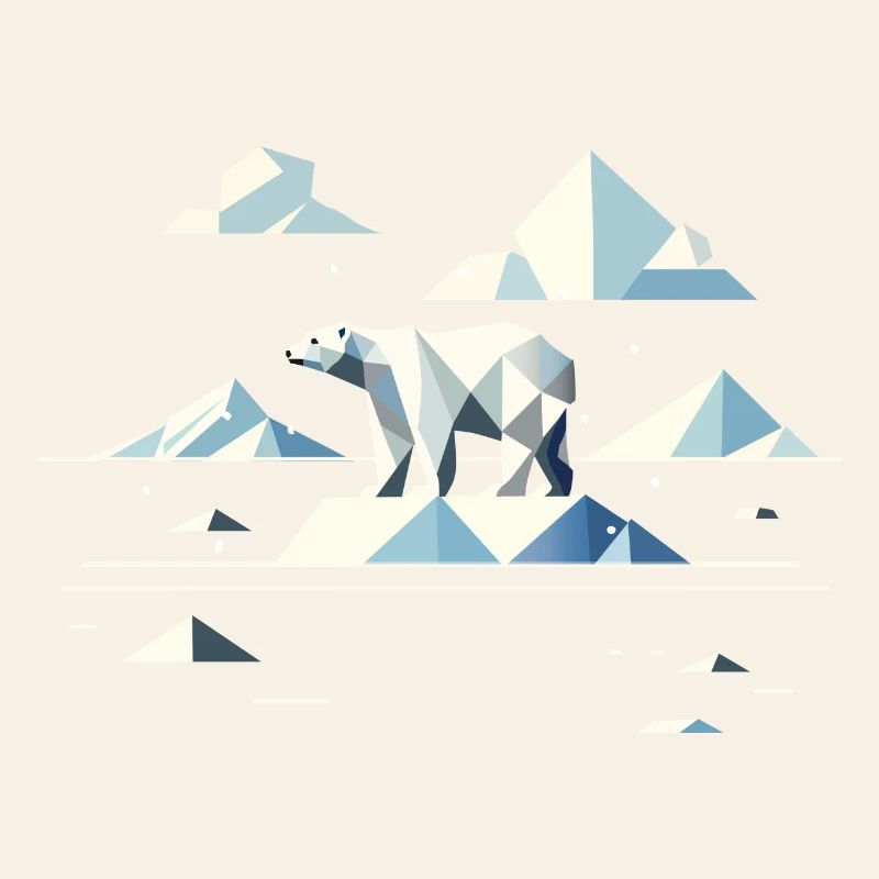 Geometrischer Eisbär auf Eisscholle–Arktische Ruhe