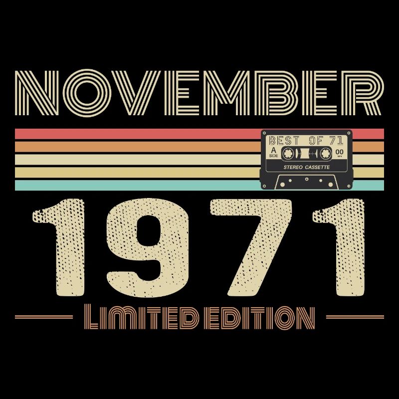 November 1971 Vintage Birthday Retro Tee
