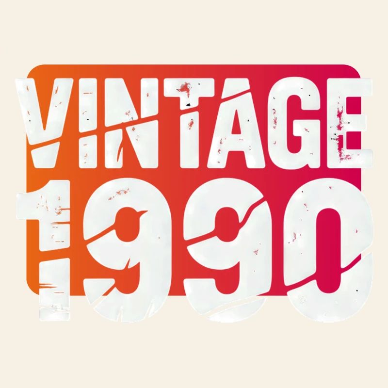 Vintage 1990 Distressed Text Logo