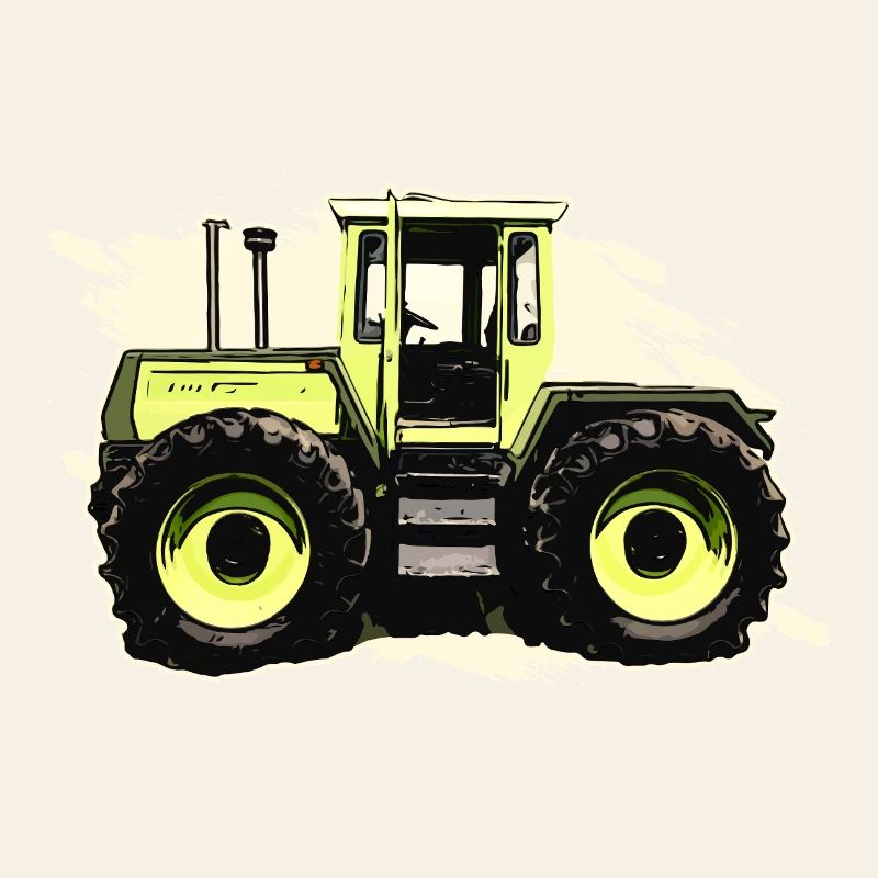 Green Tractor in Comic Style