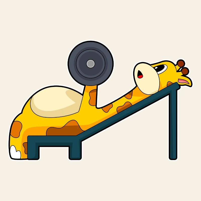 Bodybuilder girafe avec haltères