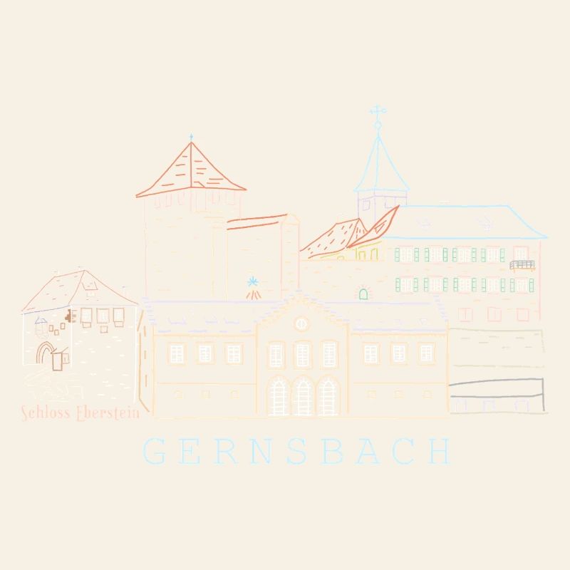 Gernsbach, Drawing of Eberstein Castle Black Forest