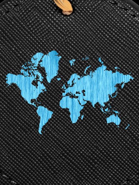 World Map Metallic Blue