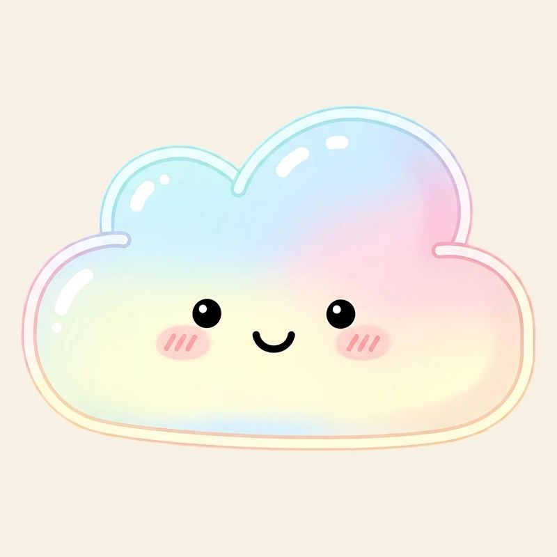 Pastel Cloud with Cute Face Sleep Cloud