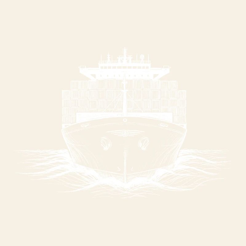 Container Shipping Cargo Ship Drawing Print