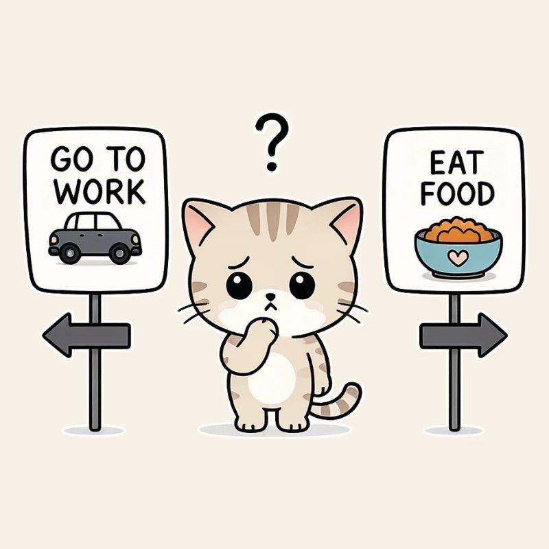 Katzendilemma: Arbeit oder Mahlzeit