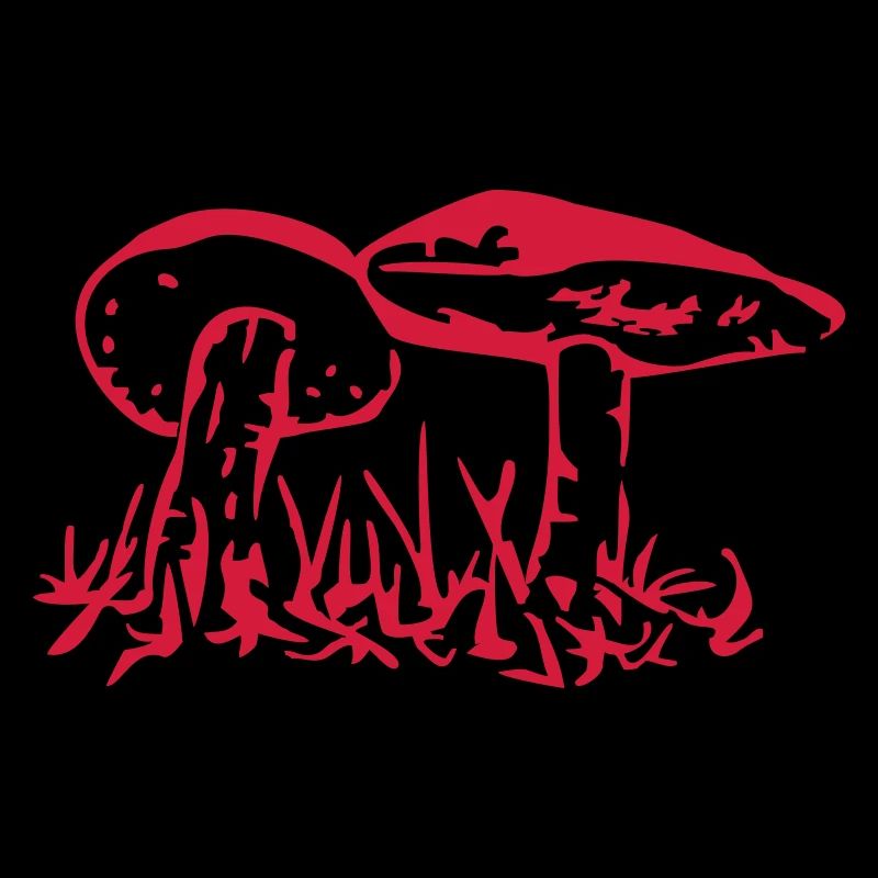 Illustration de champignon mycélium en rouge