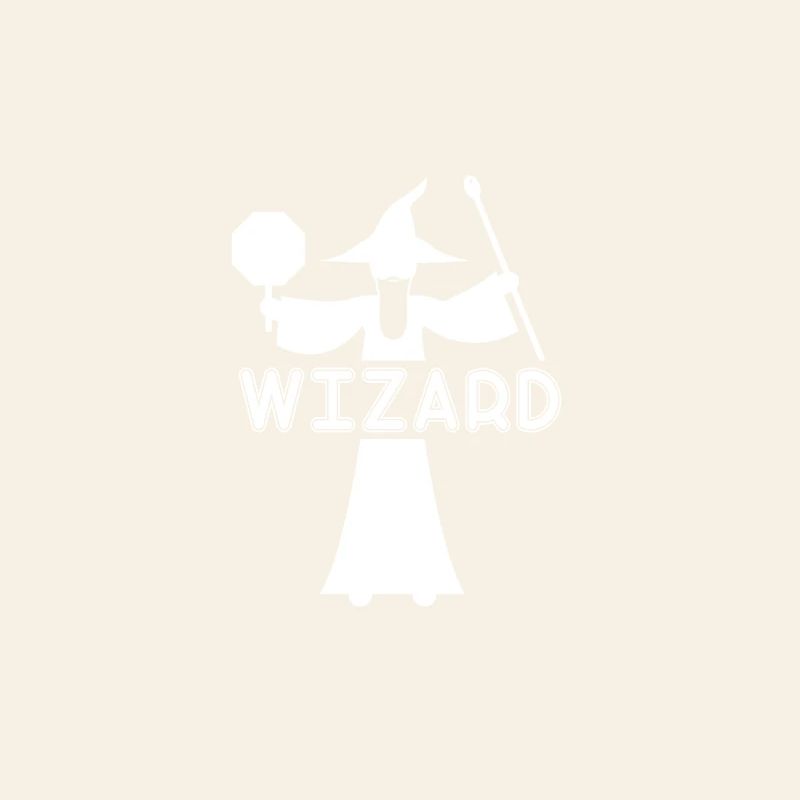 Wizard silhouette with magic wand