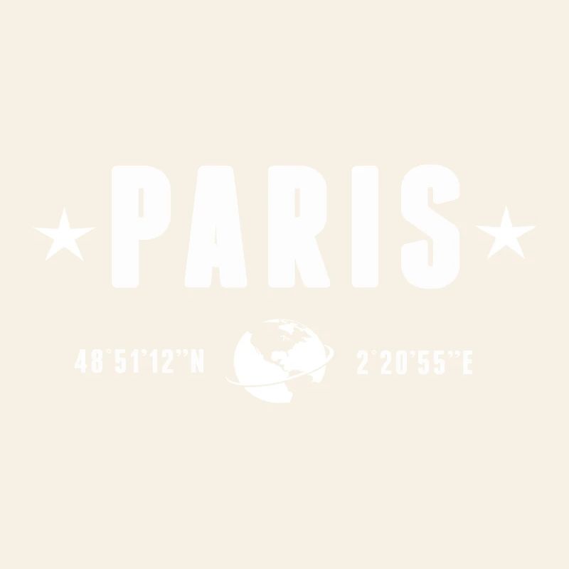 Paris Coordinates White Minimalist Typography