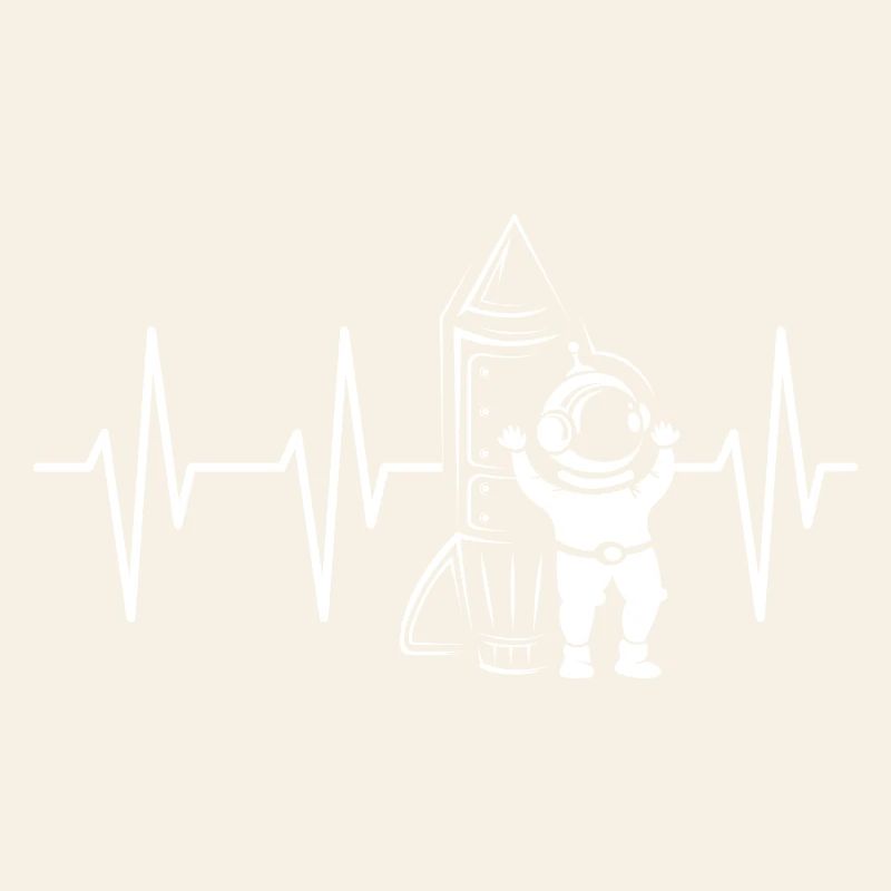Rocketman Heartbeat Pulse Rocket Astronaut Symbol