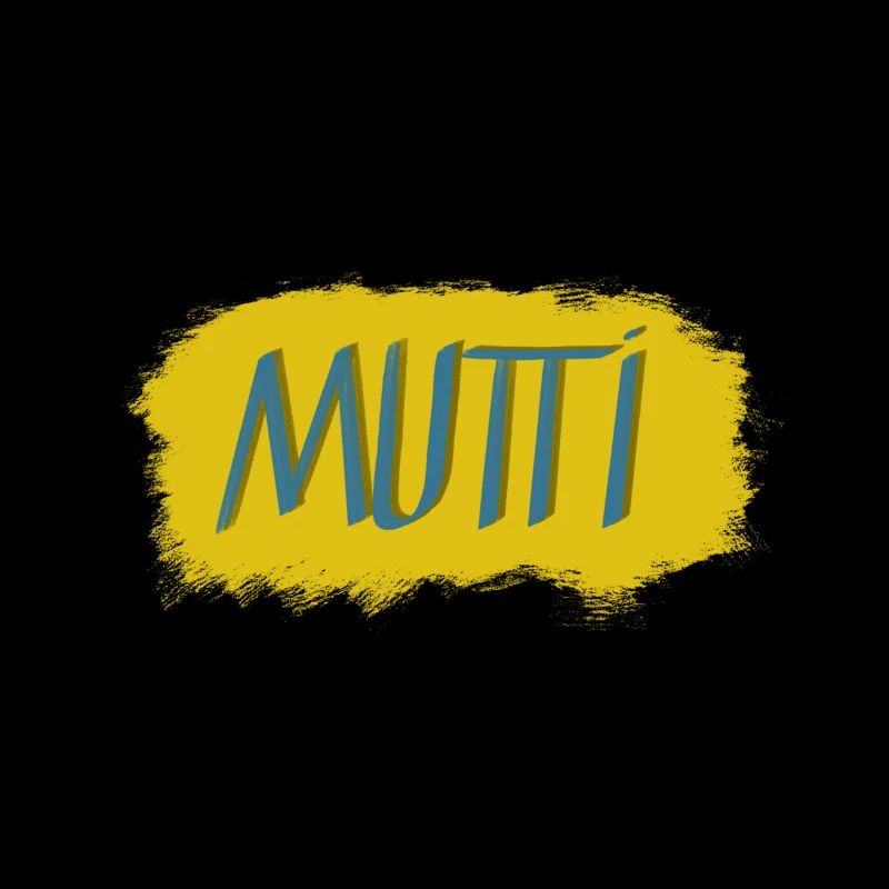 Lettrage Mutti avec explosion de couleurs