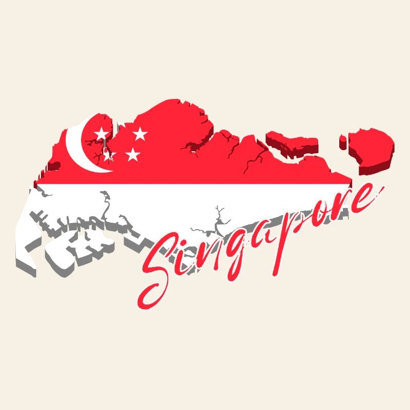 Carte de Singapour, drapeau de Singapour