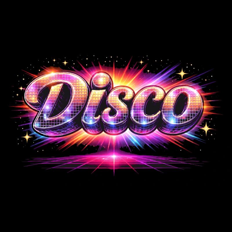 Disco Lettering Neon 80s Style