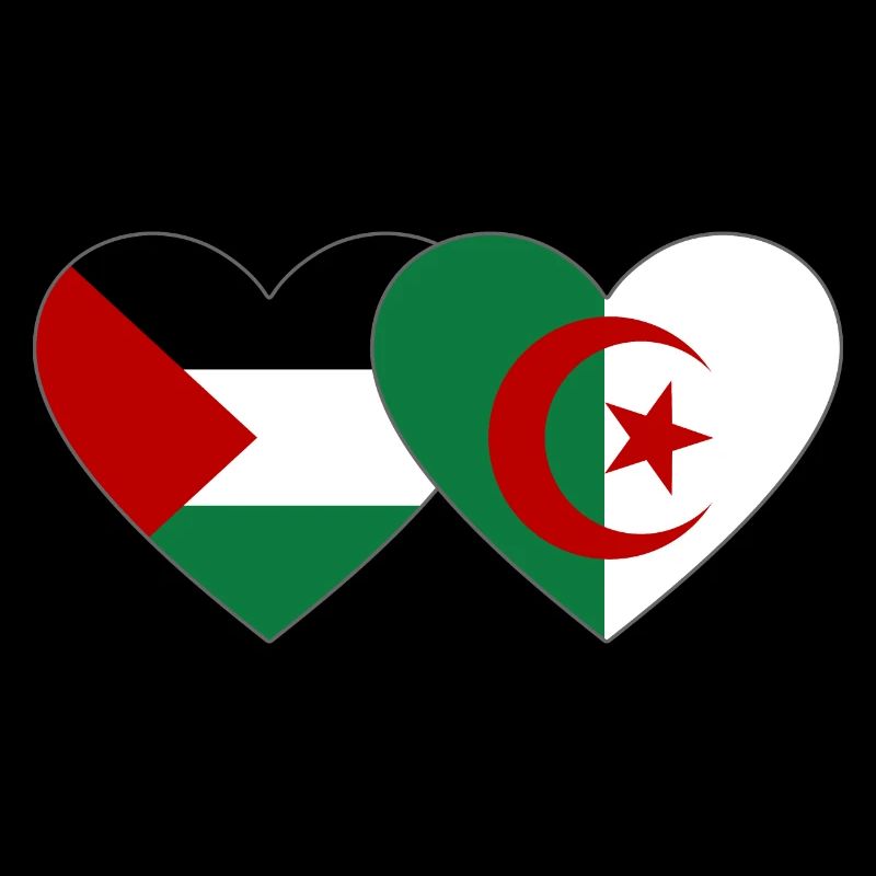 Palestine Algeria Flag Heart