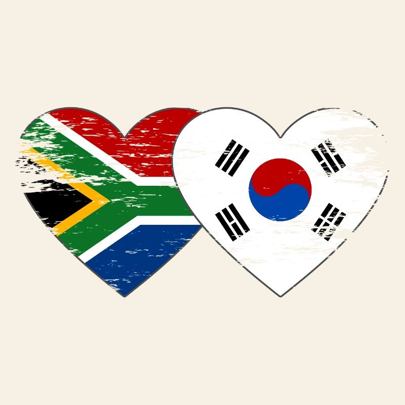 Afrique du Sud Drapeau de la Corée du Sud Coeur