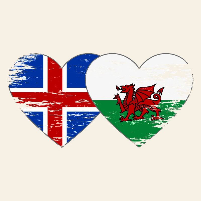 Cœur du drapeau islandais du pays de Galles utilisé