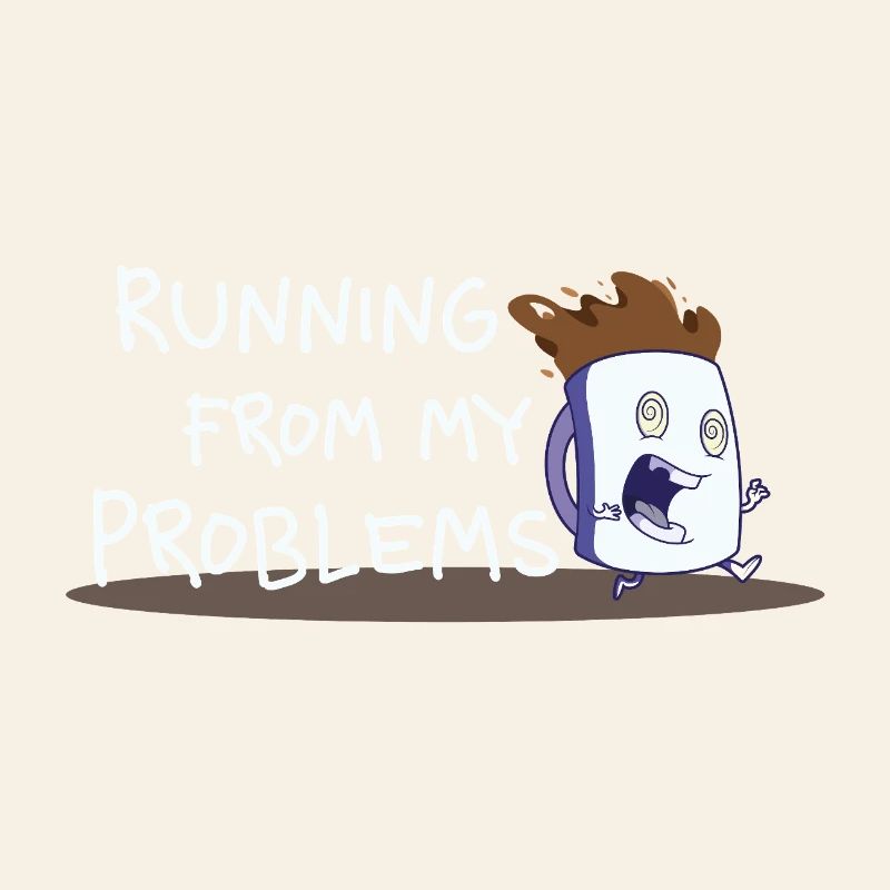 Running from My Problems – Kaffee Cartoon